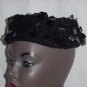 Black hat Vintage soft pillbox Japan crocheted with bangles No. 109
