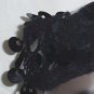 Black hat Vintage soft pillbox Japan crocheted with bangles No. 109