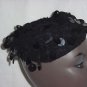 Black hat Vintage soft pillbox Japan crocheted with bangles No. 109