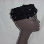 Black hat Vintage soft pillbox Japan crocheted with bangles No. 109