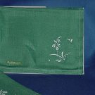 Dinner Napkin Vintage table placemats 2 green linen place mats No. 117 Dinner Napkin Vintage table placemats 2 green linen place mats No. 117