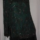 Beads sequin top Forest green black gold blouse pullover  No 111