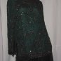 Beads sequin top Forest green black gold blouse pullover No 111