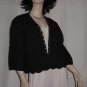 Evening jacket black ribbon jacket woven ribbon coat Fur collar Vintage 1950s 1960s  #112