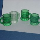 Four plastic miniature mugs 3 shamrock green one light green St Patrick's Day cups  No. 115