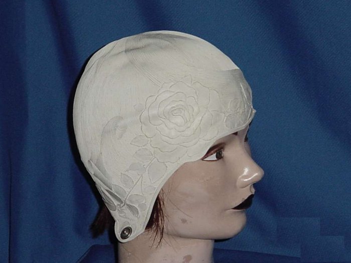 Vintage Latex bathing cap 50s 1960s white Bathing Cap Swim Cap 115