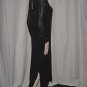 Black sequin dress Gunit black background green sequin design dress 1980s  No. 116