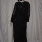 Black sequin dress Gunit black background green sequin design dress 1980s  No. 116