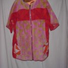 vintage beach cover up pink towel beach cover beach jacket Zip front  No. 122