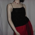 Laurence Kazar black Sequin Top  small strap top  Sleeveless Formal Evening shell Blouse  No. 122