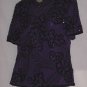 Stenay Evening top sequin beaded blouse pullover Medium top Deep purple No. 128