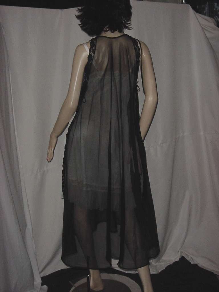 Sheer Black nightgown grecian open side vintage nightgown No. 134