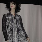 Vintage Shirt Black Silver Metallic Top Floral Butterfly Accent Vintage Evening Blouse Bust 40 #136