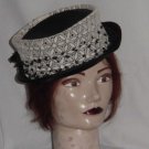 Vintage hat black white lace straw Small brim High crown No. 144 Vintage hat black white lace straw Small brim High crown No. 144