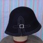 Black wool bucket hat womens winter Hat white stitch edge No. 143