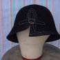 Black wool bucket hat womens winter Hat white stitch edge No. 143