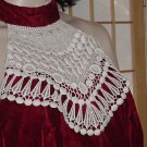 Vintage Formal Dress Red Velvet White lace yoke 1970s Evening Prom Cruise Dance Dress 143 Vintage Formal Dress Red Velvet White lace yoke 1970s Evening Prom Cruise Dance Dress 143