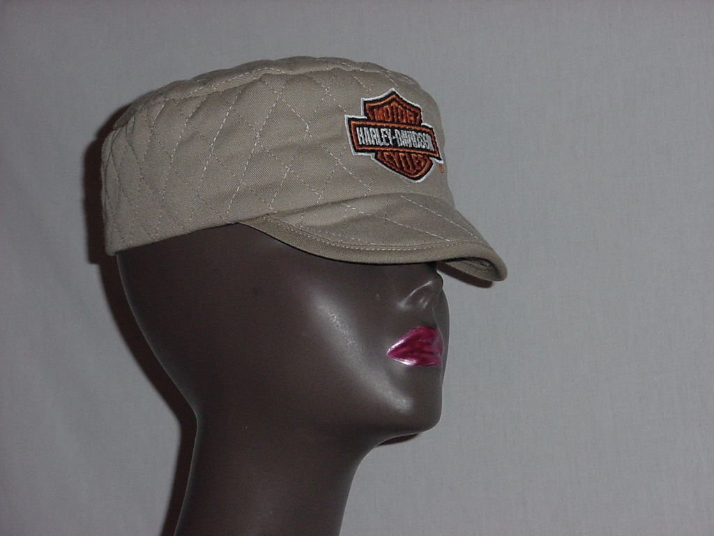 Harley Davidson logo Tan quilted welders hat SM No. 154