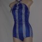 New With Tag Womens Speedo 1 piece Swim Suit Stripe Royal Blue Size 36 Swimsuit No. 170