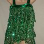 Green Silver Small Sequin Bangled Dance Costume Size XLC Recital Jazz Tap Hip Hop Costume  No. 171