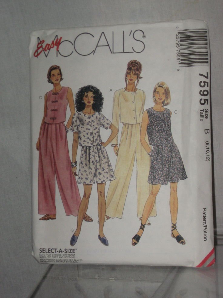 Easy McCall's uncut size B 8-10-12 pattern 7595 Top Pants skirt shorts No. 174