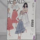 McCalls Sewing 8522 Skirts Size 12 Waist 26 1/2 No. 178 McCalls Sewing 8522 Skirts Size 12 Waist 26 1/2 No. 178