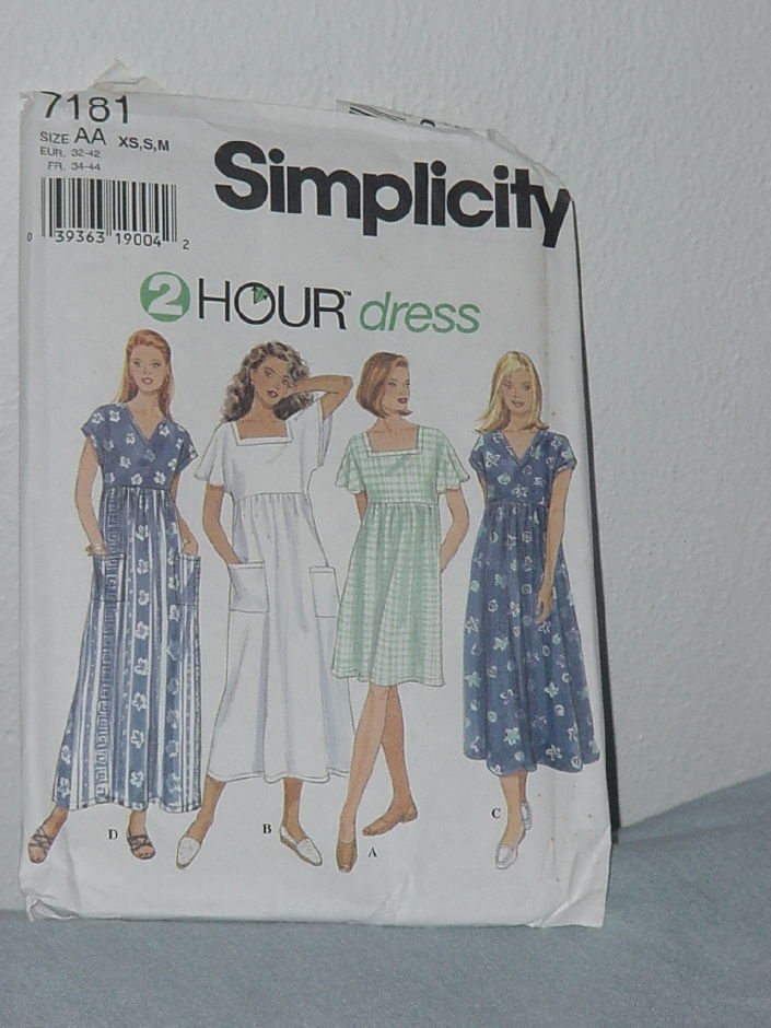 Simplicity Easy To Sew 7181 Pullover Dress Uncut Dress Pattern No 184