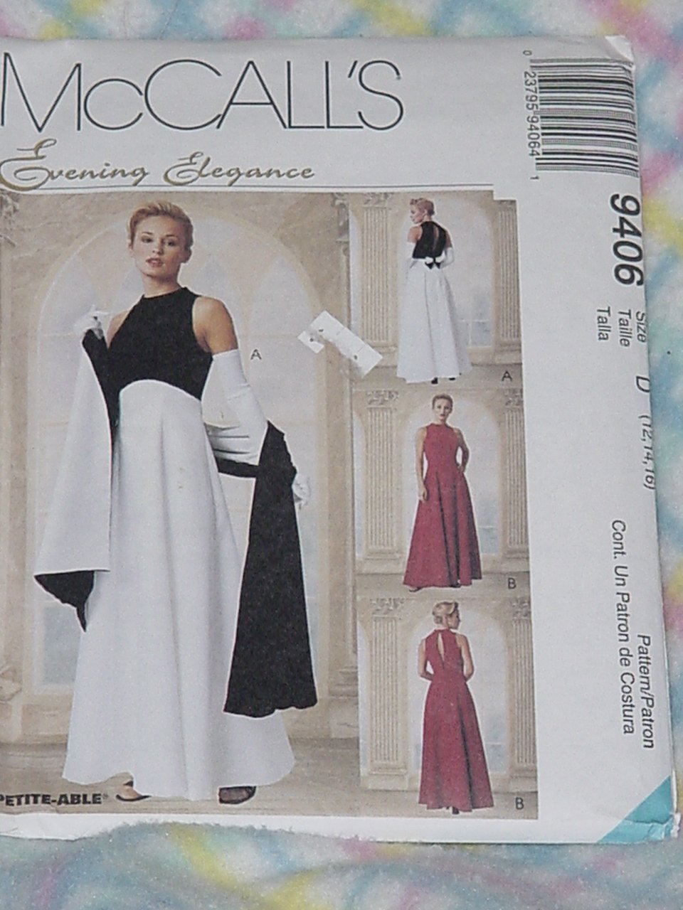 9406  McCalls Evening Elegance Lined Gown Dress Size D 12, 14, 16 No. 193