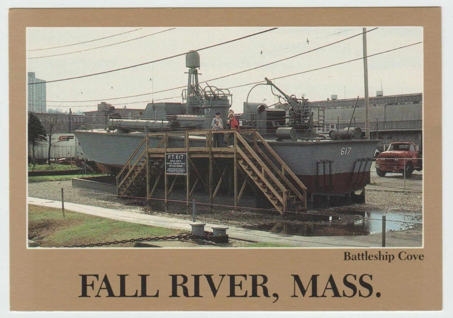Mosquito Fleet boat Fall River Battleship Cove MA Massachusetts Postcard