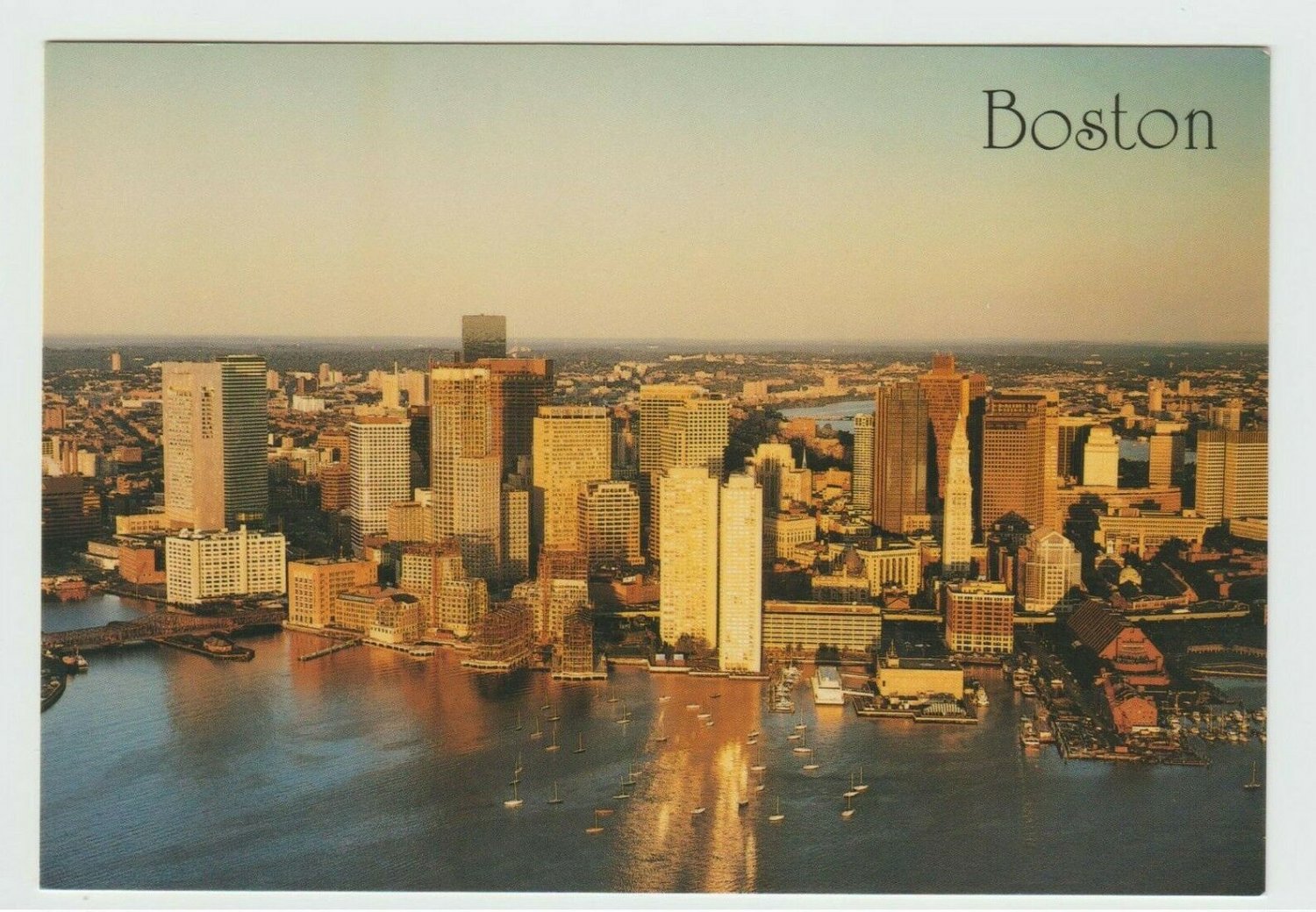 Boston View Early Morning Massachusetts USA Chrome Postcard