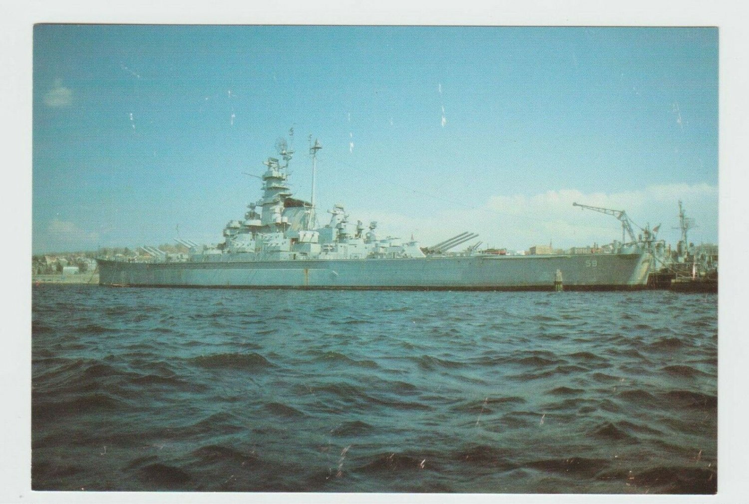 USS Massachusetts BB 59 Big Mamie Warship WW2 Chrome UnPosted Postcard