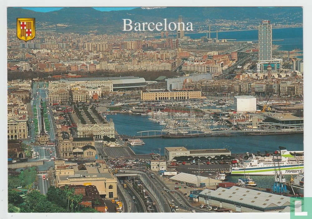 Barcelona Vista General del Puerto Catalu&Atilde;&plusmn;a Espa&Atilde;&plusmn;a Port Barcelona Catalonia Spain Postcard