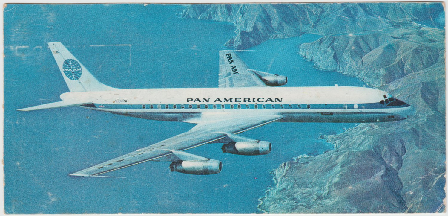 Pan American Douglas DC-8C Jet Clipper Airline 1960 Postcard