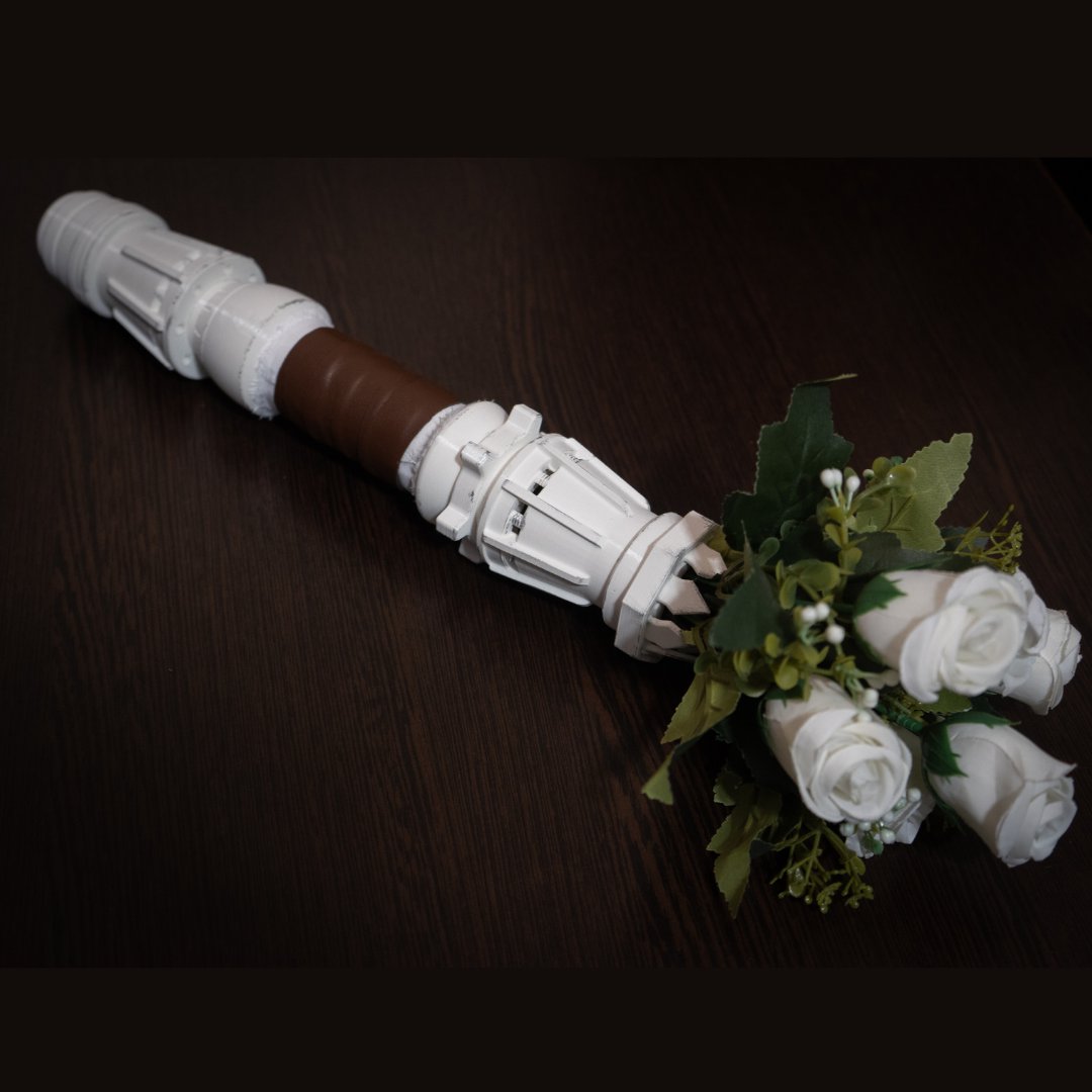 Star Wars Wedding| White Rey's Lightsaber Bouquet Holder