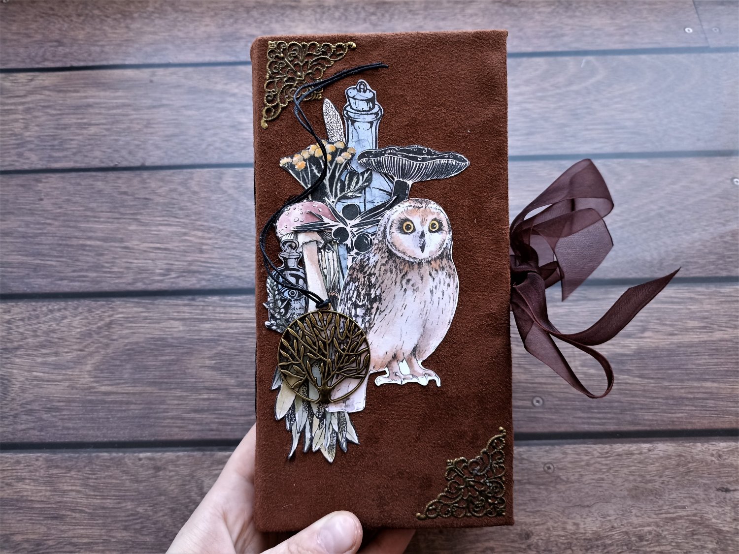 Owl junk journal for sale complete Magic forest junk journal handmade thick Botany notebook