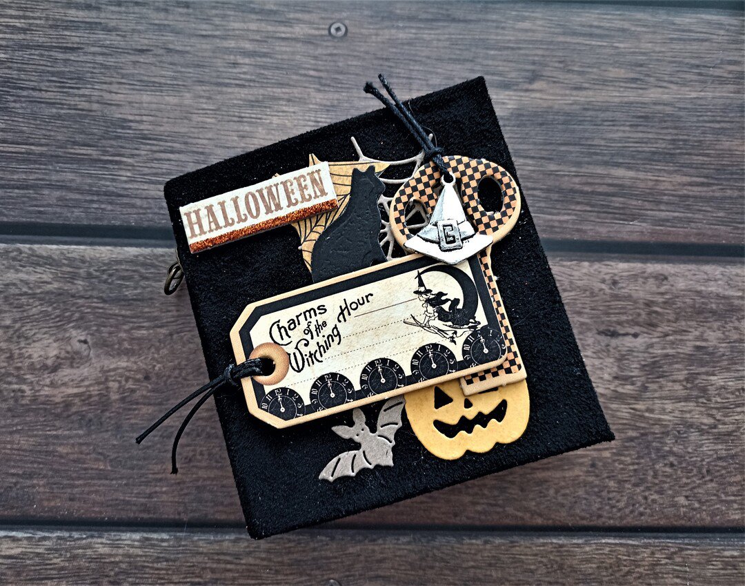Tiny Halloween junk journal Spooky junk journal handmade thick Haunted notebook