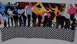 Makeup Brush Roll Unique Edgy Design XL Size ~16 Slots