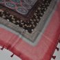Scarf - Peach & Brown Pattern Square Scarf -