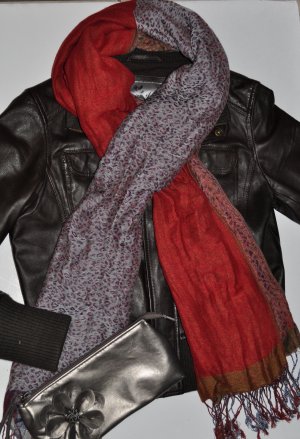Scarf ~ Gorgeous Red & Animal Patterned Square Scarf