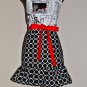 Gorgeous Retro Newspaper Print Ring Dot Apron with Red and Ruffles
