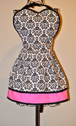 Gorgeous Damask Apron with Pink