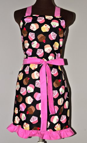 Cute Cupcake Apron with Pink and Ruffles