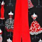 Gorgeous Black and Red Dress Pattern Apron with Ruffles