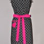 Stylish Patterned Apron with a Heart Pocket and a Touch of Pink with Ruffles