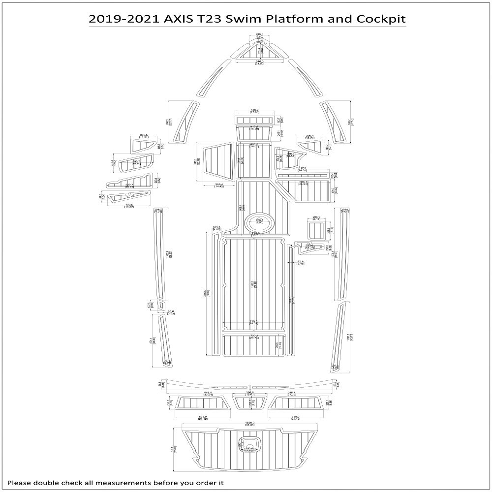 2019-2021 AXIS T23 Swim Platform Cockpit Boat EVA Faux Foam Teak Deck Floor Pad