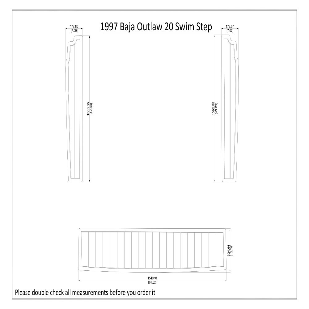 1997 Baja Outlaw 20 Swim Step Boat EVA Faux Foam Teak Deck Floor Pad