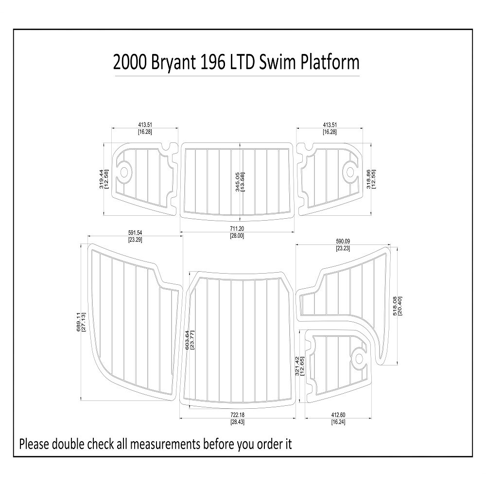 2000 Bryant 196 LTD Swim Platform Boat EVA Faux Foam Teak Deck Floor Pad