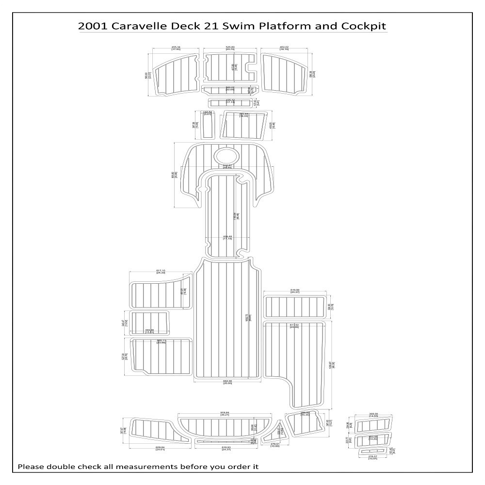 2001 Caravelle Deck 21 Swim Platform Cockpit Boat EVA Faux Teak Deck Floor Pad