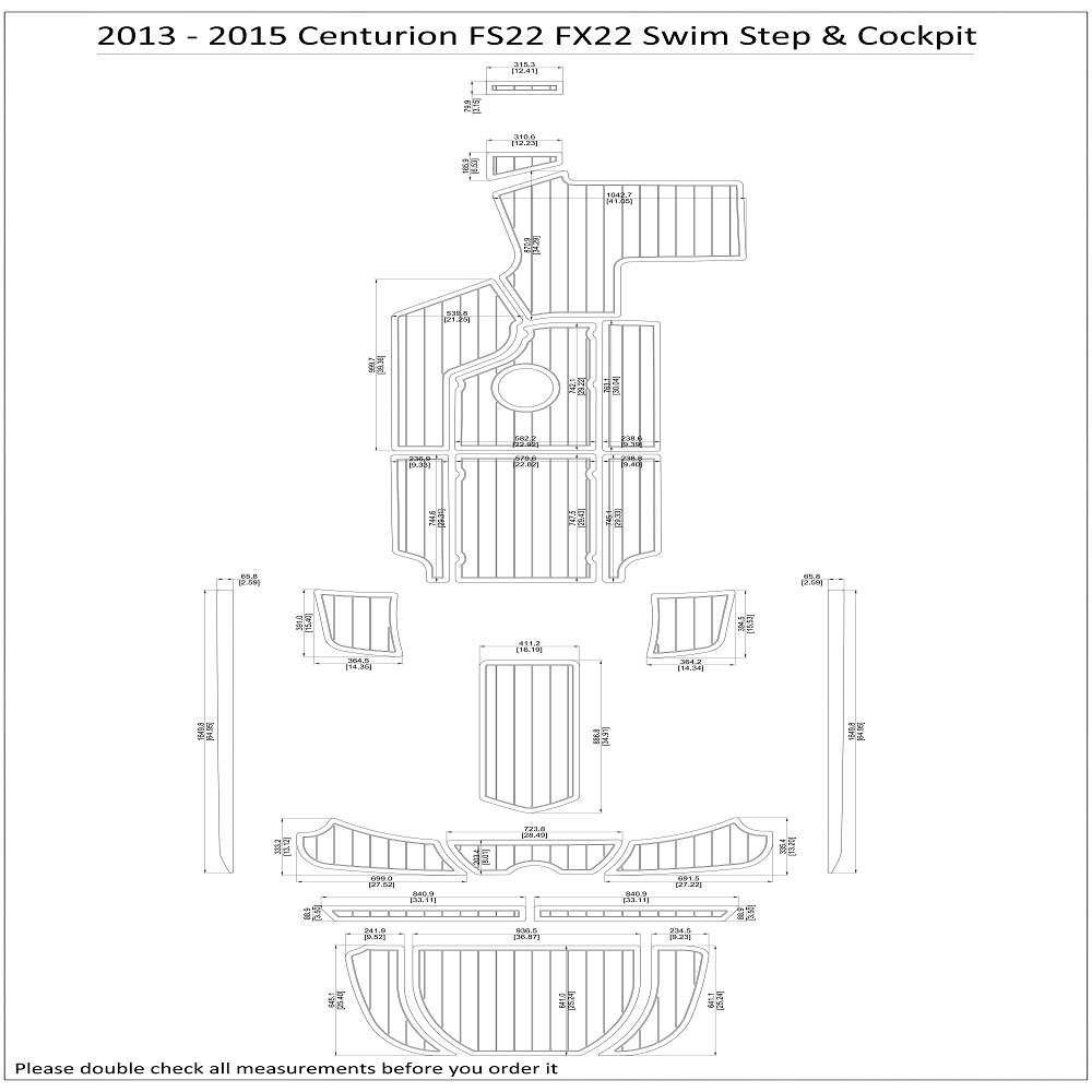 2013-2015 Centurion FS22 FX22 Swim Step Cockpit Boat EVA Faux Teak Deck Floor