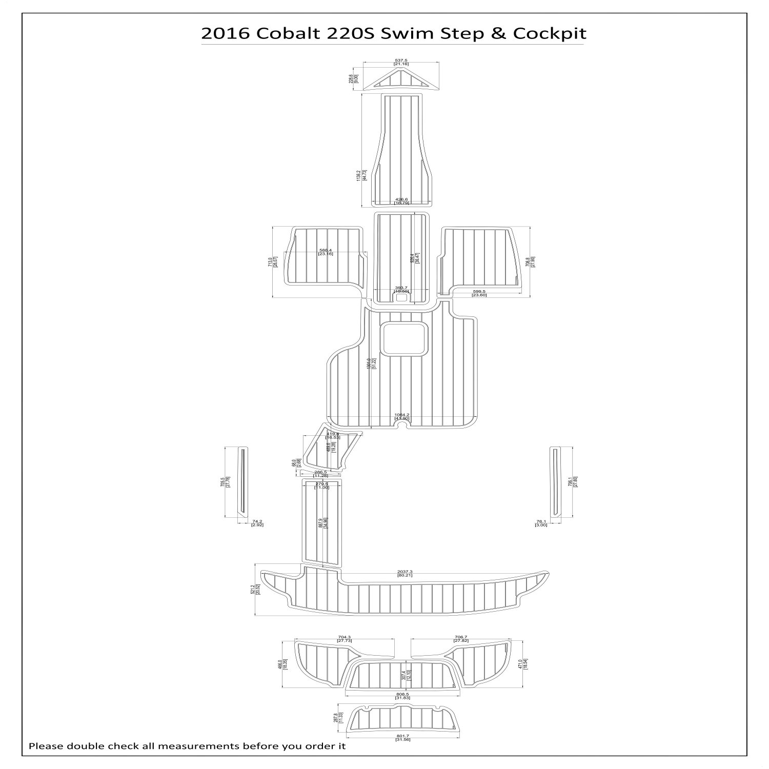 2016 Cobalt 220S Swim Step Cockpit Boat EVA Faux Foam Teak Deck Floor Pad